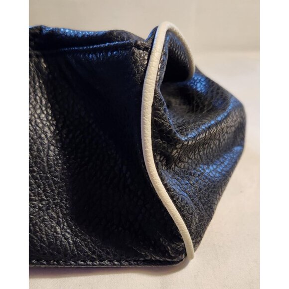 Kenneth Cole Reaction Black & White Faux Leather Tote Bag With Double Handles - Picture 8 of 8